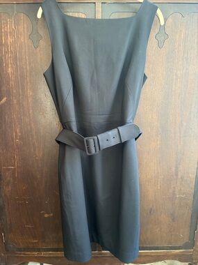 MM. LaFleur New York Black Sleeveless Cynthia Belted Midi Dress Sz 12